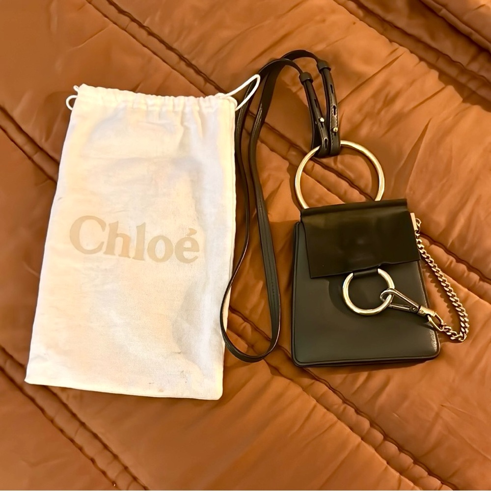 CHLOÉ Mini Calfskin Faye Bracelet Bag Dark Green with duster bag- Certified